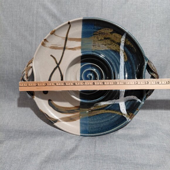 Christopher Bragg Studio Pottery Stoneware Chip and Dip 13” Serving Platter - Picture 6 of 7